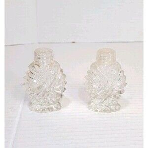 Vintage L.B. Rogers Pressed Glass Salt & Pepper Shakers 3" Collectible Set